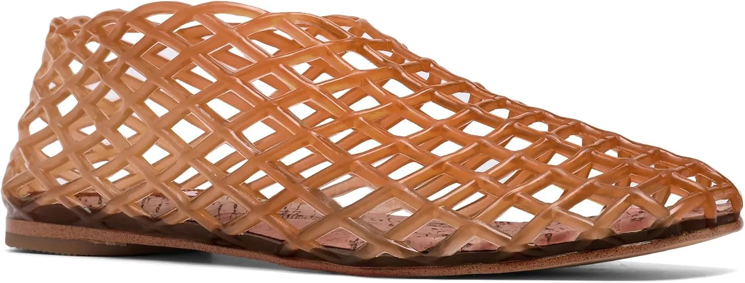 Red Jelly Mesh Ballet Flats for Women Adult Clear Hollow Jelly Sandals Beach Ballerina Jellies Shoes