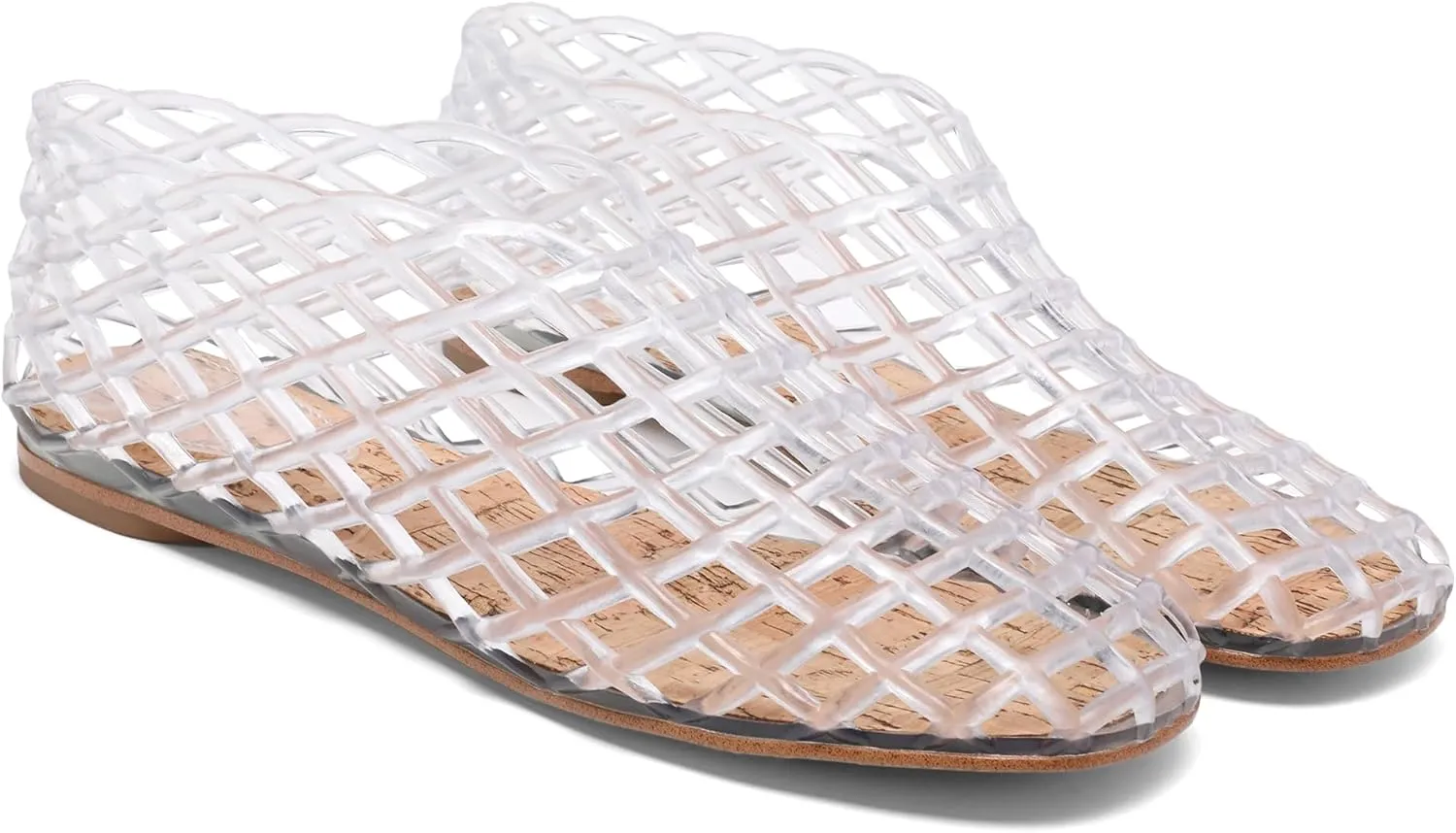 Red Jelly Mesh Ballet Flats for Women Adult Clear Hollow Jelly Sandals Beach Ballerina Jellies Shoes