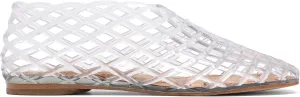 Red Jelly Mesh Ballet Flats for Women Adult Clear Hollow Jelly Sandals Beach Ballerina Jellies Shoes
