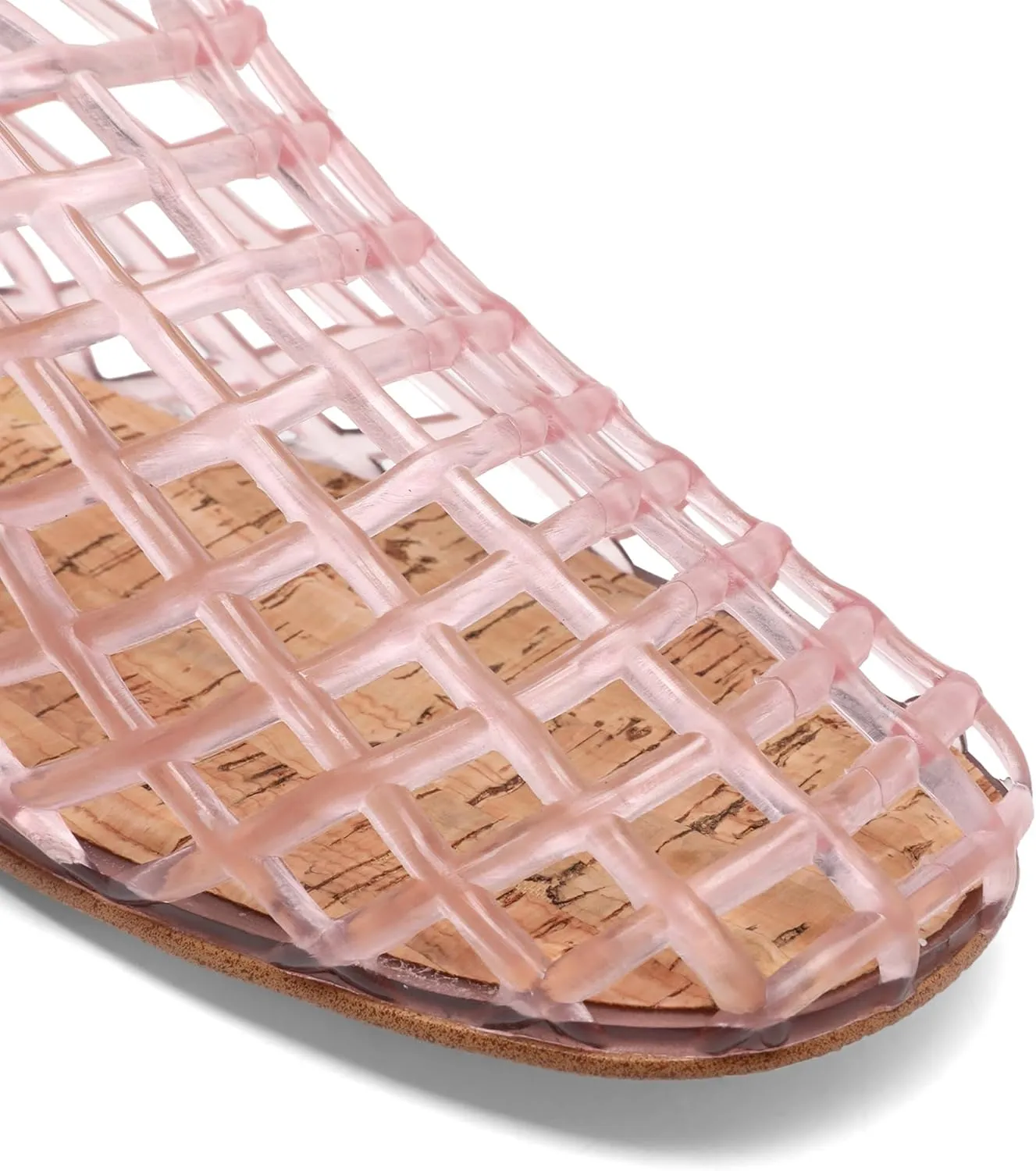 Red Jelly Mesh Ballet Flats for Women Adult Clear Hollow Jelly Sandals Beach Ballerina Jellies Shoes