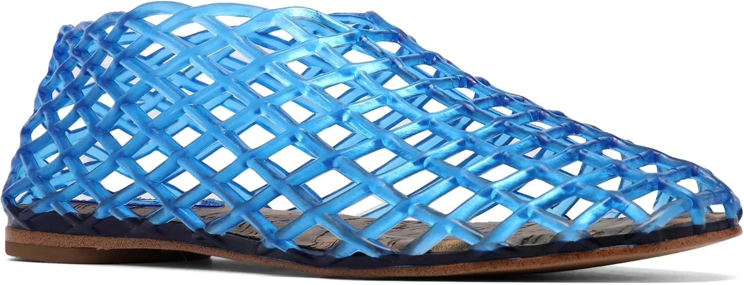 Red Jelly Mesh Ballet Flats for Women Adult Clear Hollow Jelly Sandals Beach Ballerina Jellies Shoes