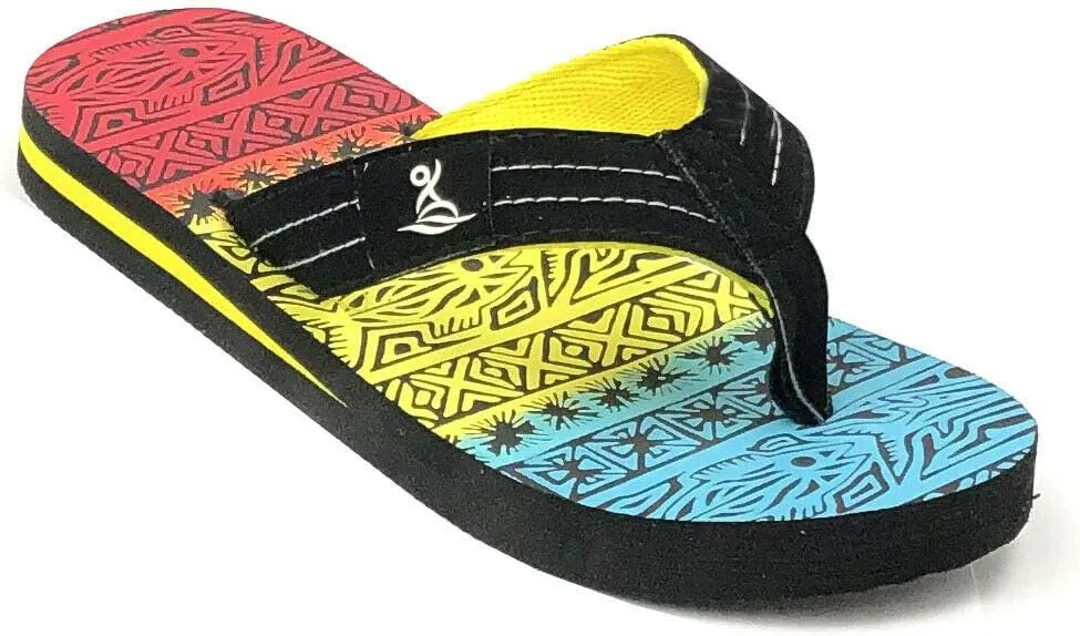 REDVOLUTION New Boys' Beach Sandal TRIBAL Tattoo | Geometric Bali Flip-Flop Sandals