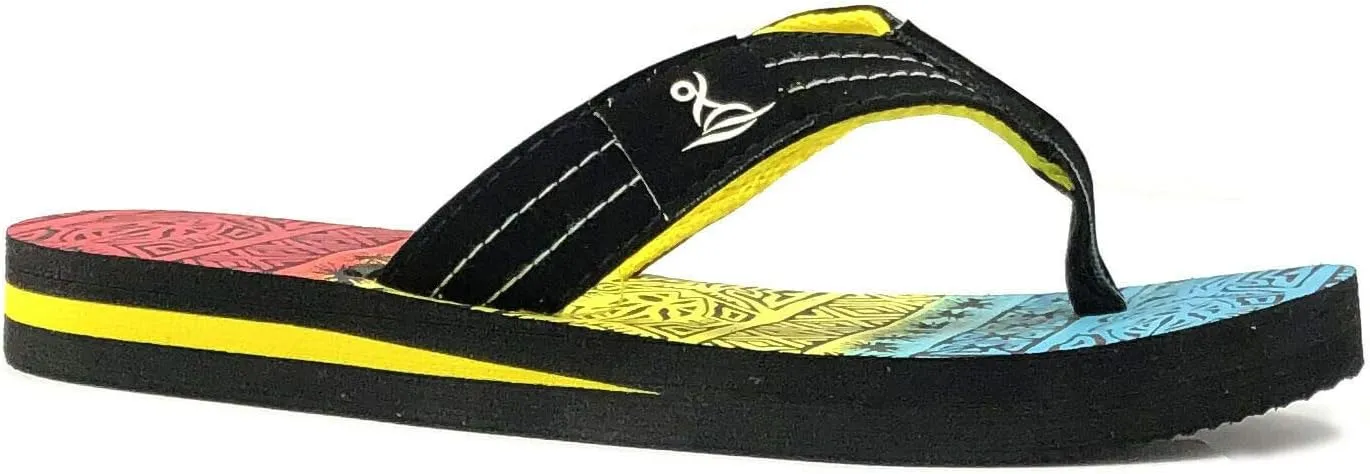 REDVOLUTION New Boys' Beach Sandal TRIBAL Tattoo | Geometric Bali Flip-Flop Sandals