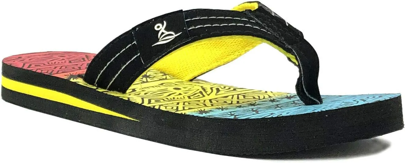 REDVOLUTION New Boys' Beach Sandal TRIBAL Tattoo | Geometric Bali Flip-Flop Sandals
