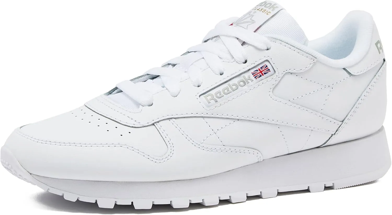 Reebok Classic Leather Sneakers Black Tennis Mens Shoes, FTWR White/FTWR White/Pure Grey 3, 14