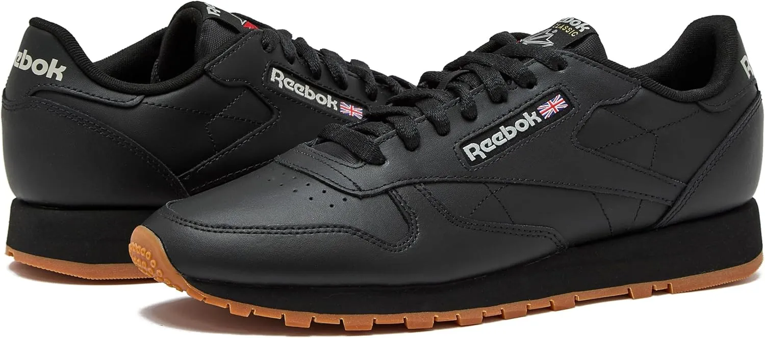 Reebok Men's Classic Leather Sneakers Black Or White Tennis Shoes