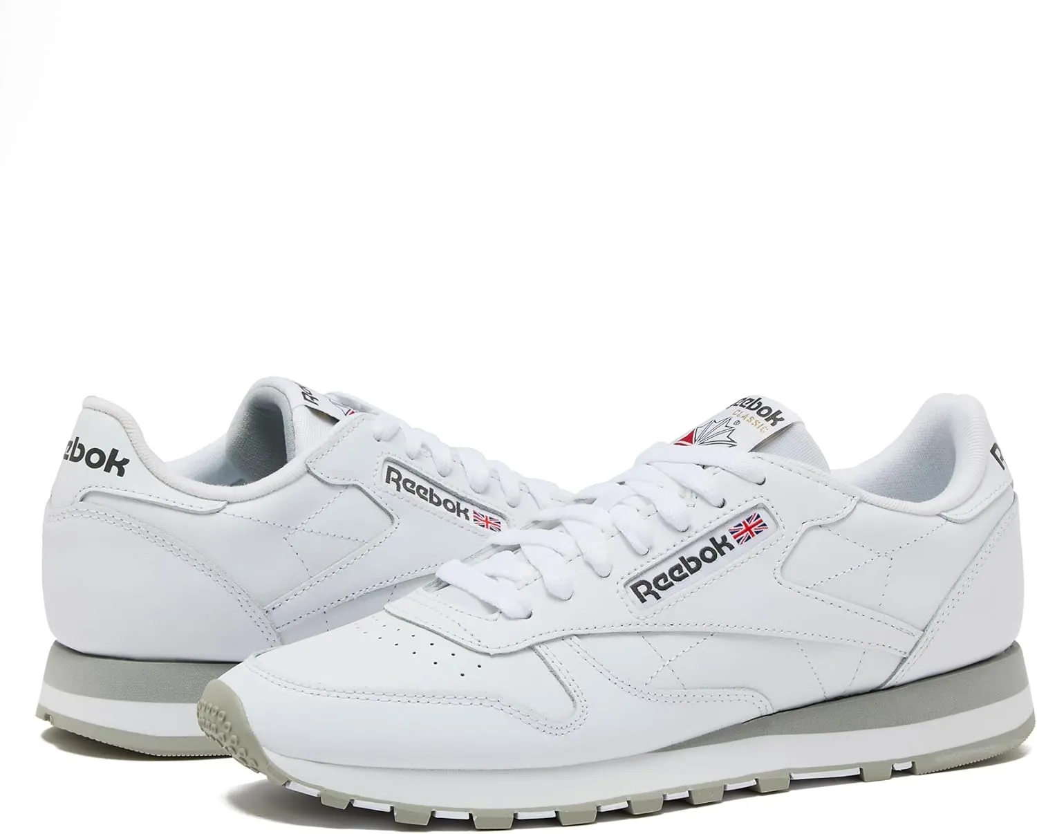 Reebok Men's Classic Leather Sneakers Black Or White Tennis Shoes