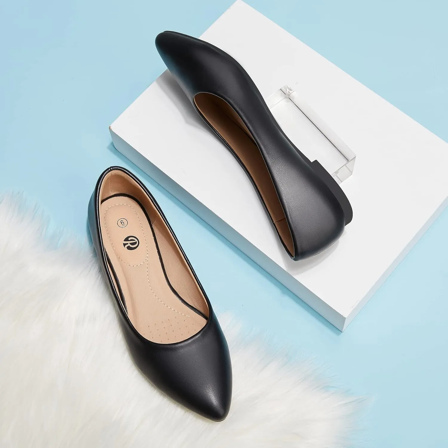 Rekayla Women's Flats Classic Pointed Toe Ballet Flats Shoes for Women Business Casual Office Comfort Slip On Work Flats Shoes Versatile Dress Shoes for Women