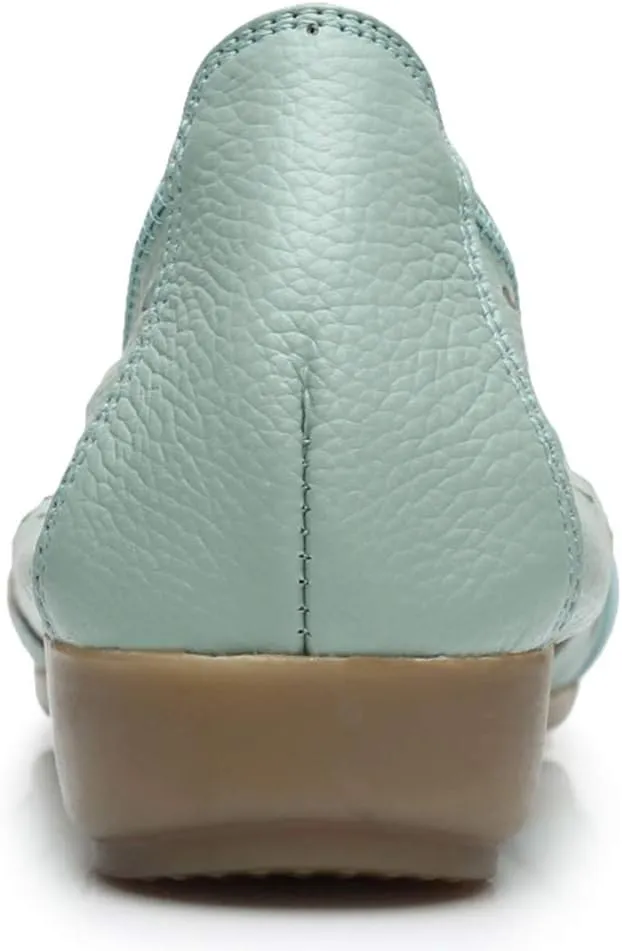 rismart Women's Hollow Comfort Slip On Leather Ballets Flats Shoes