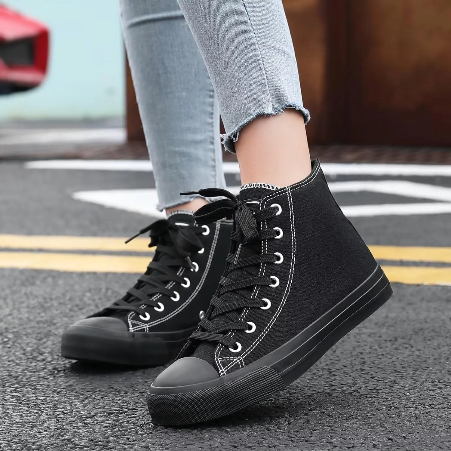 Rorbte Womens High Top Sneakers for Women Classic Lace Up Cotton Canvas Shoes Womens Casual Canvas Walking Shoes