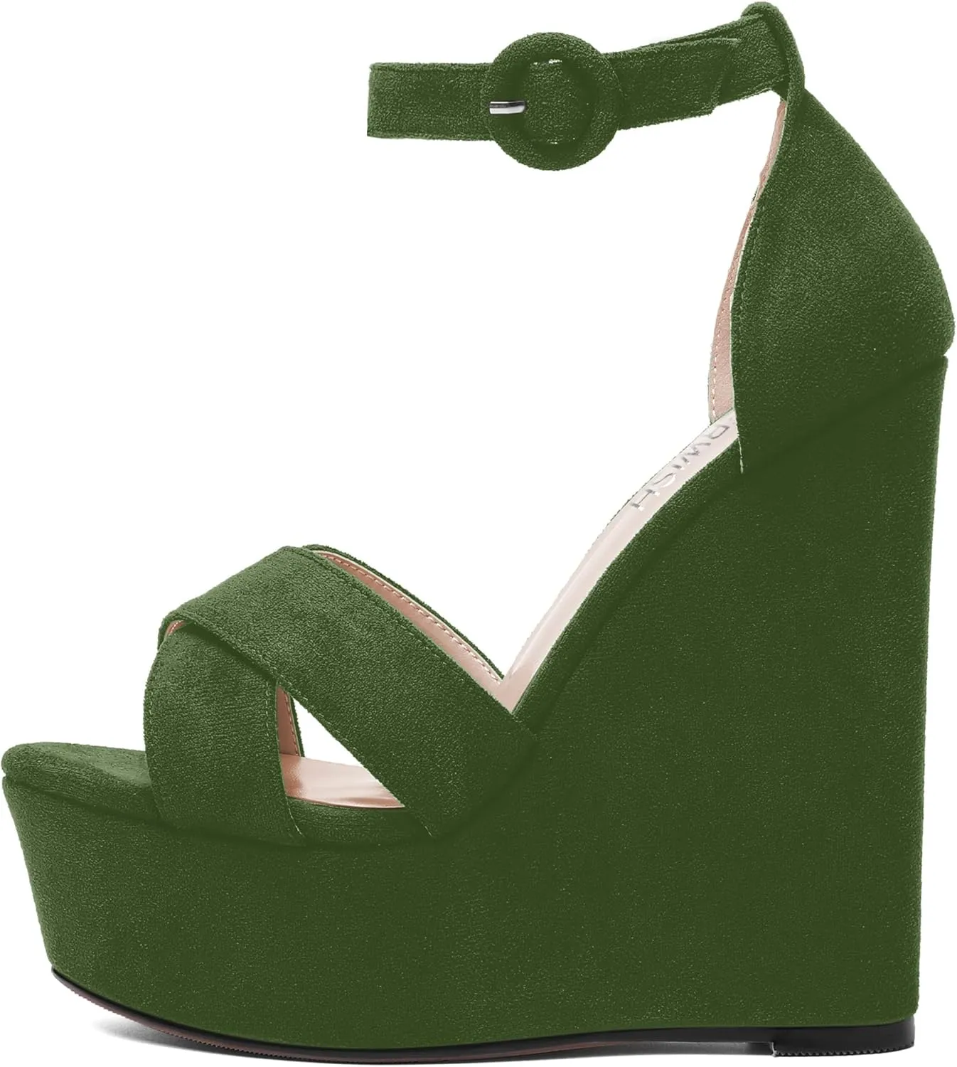 ROSERWISH Womens Open Toe Fashion Party Platform Ankle Strap Wedding Suede Sexy Wedge High Heel Heeled Sandals 6 Inch