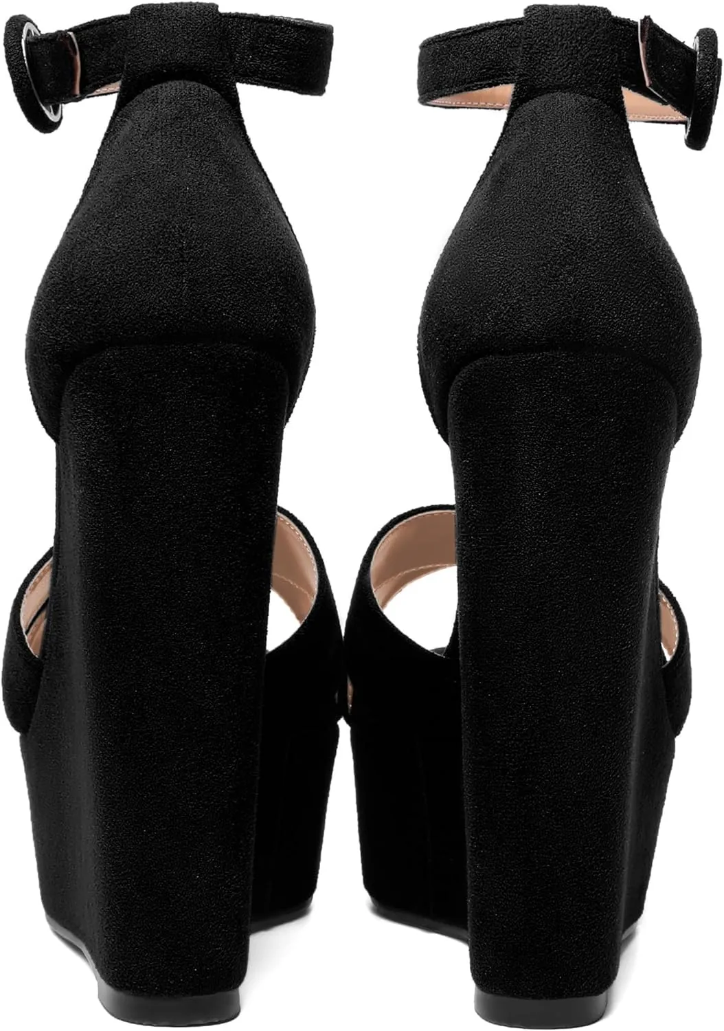 ROSERWISH Womens Open Toe Fashion Party Platform Ankle Strap Wedding Suede Sexy Wedge High Heel Heeled Sandals 6 Inch