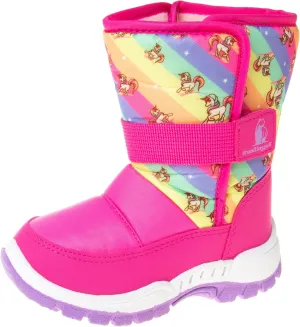 Rugged Bear Girls Snow Boot, Fuchsia, 3 Big Kid