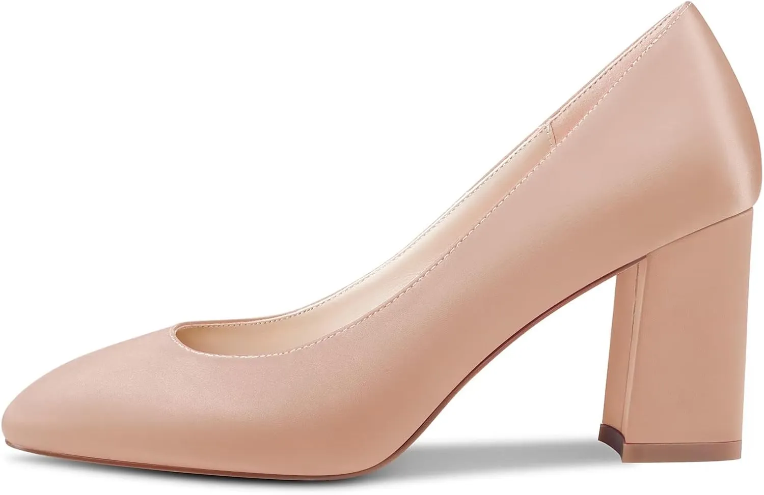 Saekcted Women High Chunky Block Heel Close Square Toe Pumps Slip-on Wedding Office Cute 3.0 Inches Heels Shoes