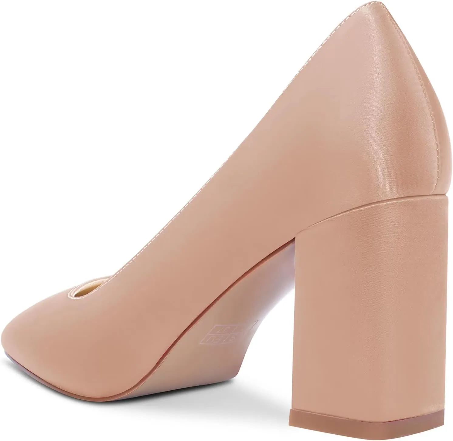 Saekcted Women High Chunky Block Heel Close Square Toe Pumps Slip-on Wedding Office Cute 3.0 Inches Heels Shoes