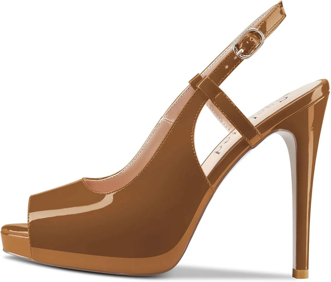 Saekcted Women High Stiletto Platform Heel Peep Open Toe Slingback Sandals Wedding Dress Ankle Strap Pumps 4.7 Inches Heels