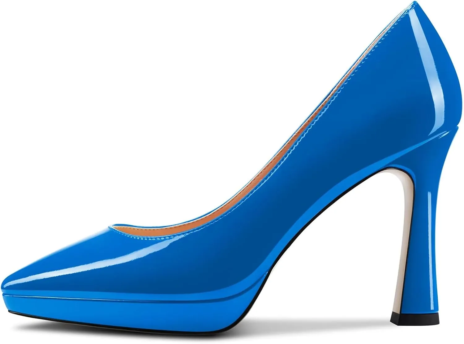 Saekcted Women High Stiletto Platform Heel Pointed Toe Pumps Slip-on Wedding Office 3.9 Inches Heels Shoes