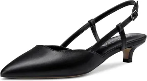 Saekcted Women Low Kitten Stiletto Heel Close Pointed Toe Pumps Ankle Strap Slingback Buckle Wedding Office Cute Sandals Shoes