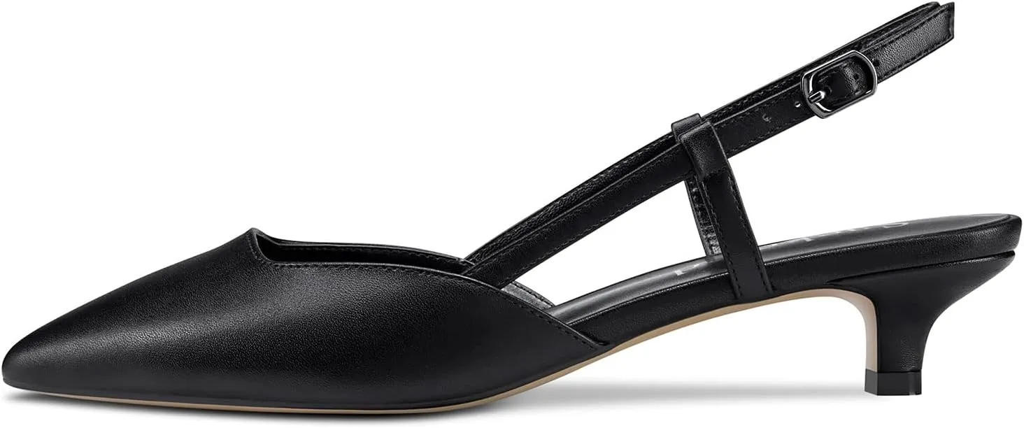 Saekcted Women Low Kitten Stiletto Heel Close Pointed Toe Pumps Ankle Strap Slingback Buckle Wedding Office Cute Sandals Shoes