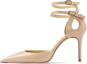 Saekcted Women Stiletto High Heel Close Pointed Toe Sandals Ankle Strap Two-Piece Buckle Party Sexy Shoes