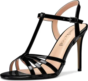 Saekcted Womens Stilettos High Heel Peep Open Toe Ankle Strap Slingback Sandals Wedding Dress Shoes 3.9 Inches Heels