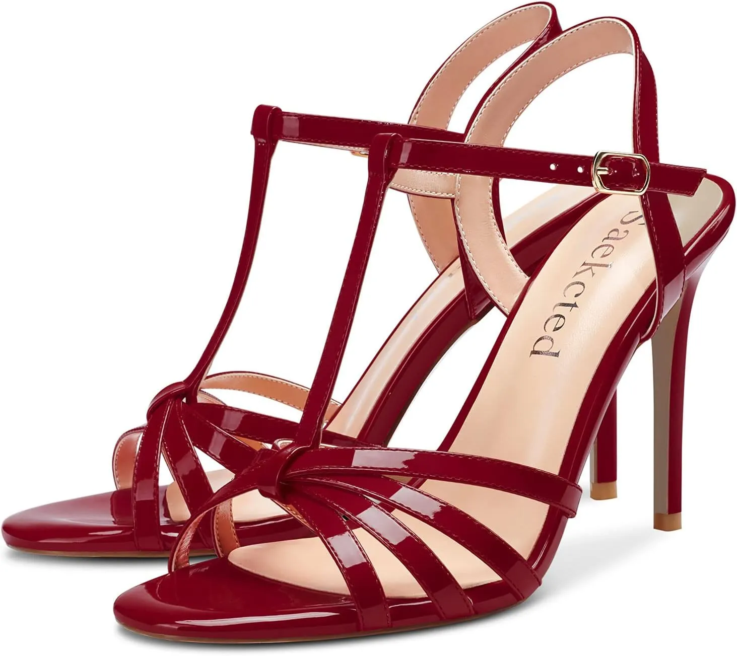 Saekcted Womens Stilettos High Heel Peep Open Toe Ankle Strap Slingback Sandals Wedding Dress Shoes 3.9 Inches Heels
