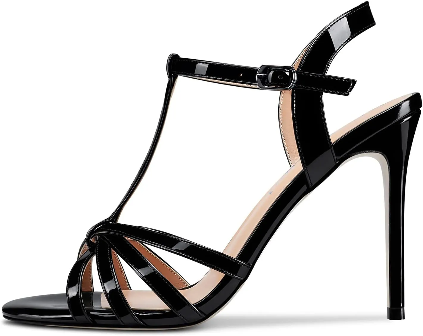 Saekcted Womens Stilettos High Heel Peep Open Toe Ankle Strap Slingback Sandals Wedding Dress Shoes 3.9 Inches Heels