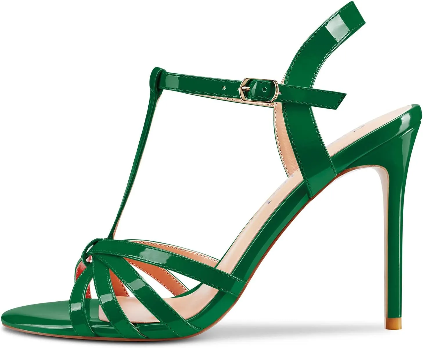 Saekcted Womens Stilettos High Heel Peep Open Toe Ankle Strap Slingback Sandals Wedding Dress Shoes 3.9 Inches Heels