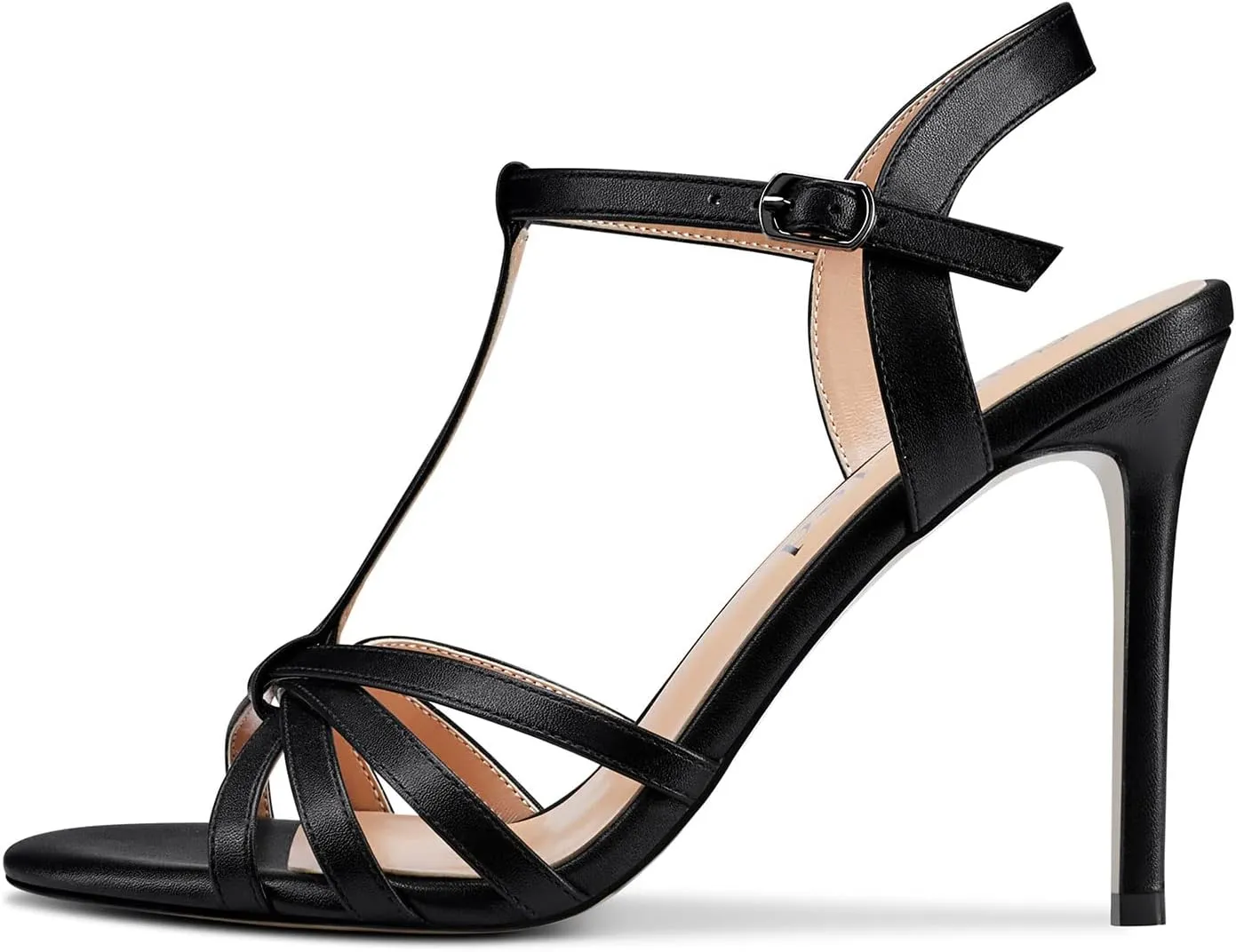 Saekcted Womens Stilettos High Heel Peep Open Toe Ankle Strap Slingback Sandals Wedding Dress Shoes 3.9 Inches Heels