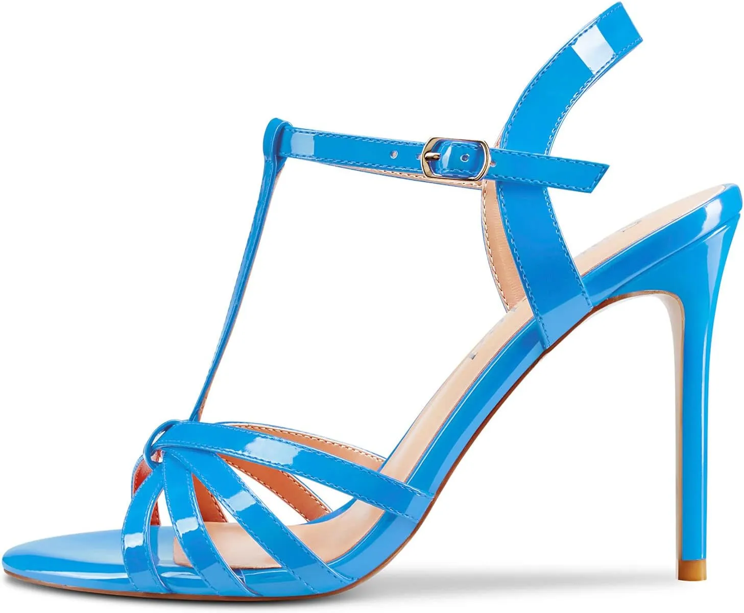 Saekcted Womens Stilettos High Heel Peep Open Toe Ankle Strap Slingback Sandals Wedding Dress Shoes 3.9 Inches Heels