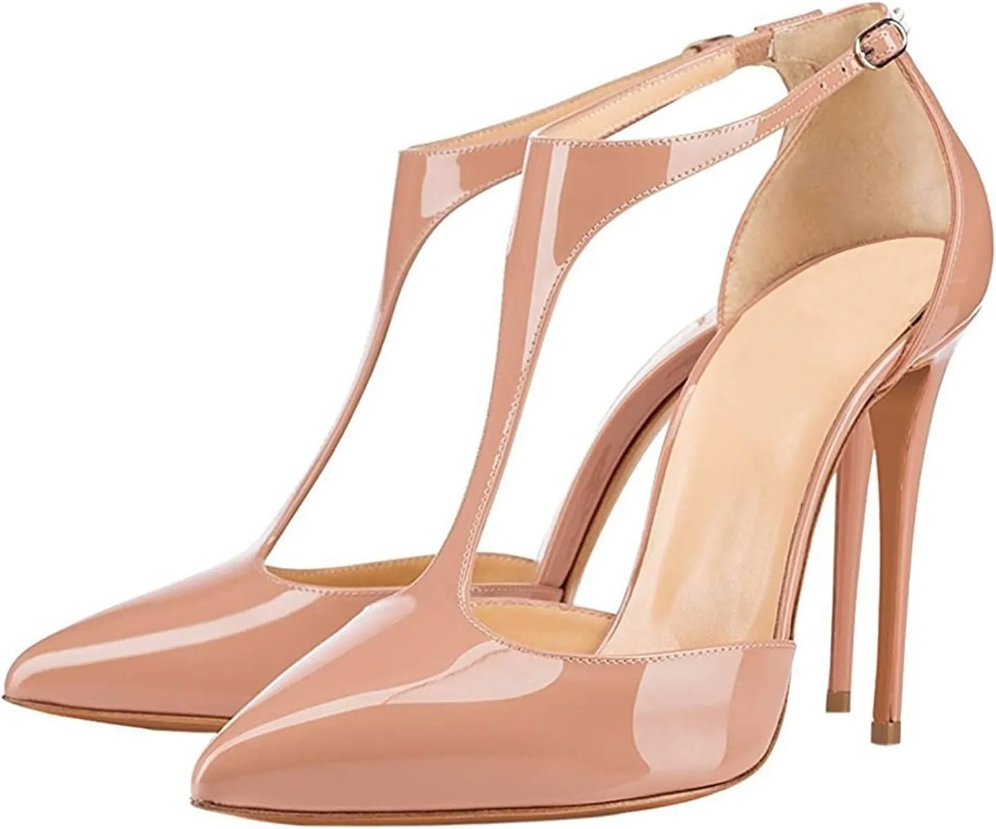 SAMMITOP Women's Peep Toe Pumps High Heels Stilettos Heeled Sandals Ankle Strap Slingback Sandals