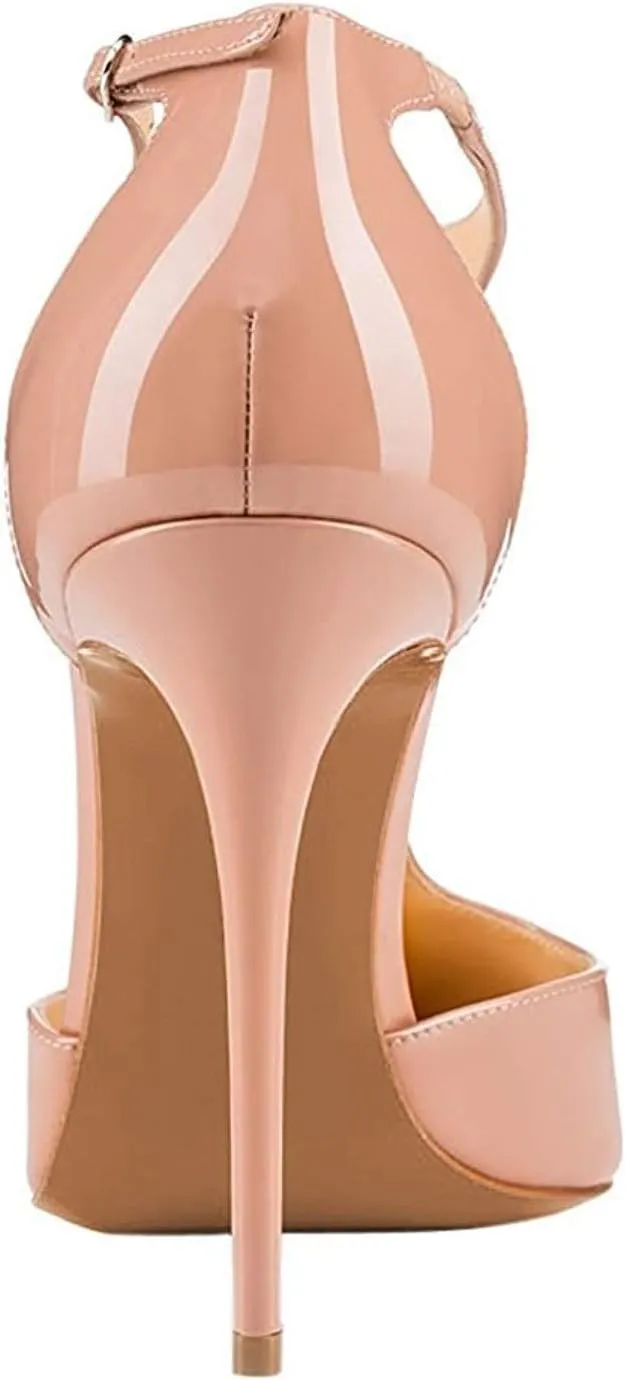SAMMITOP Women's Peep Toe Pumps High Heels Stilettos Heeled Sandals Ankle Strap Slingback Sandals