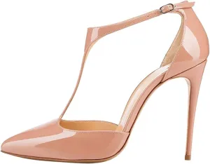 SAMMITOP Women's Peep Toe Pumps High Heels Stilettos Heeled Sandals Ankle Strap Slingback Sandals