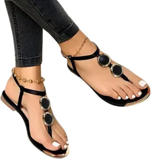 Sandalias para Mujer, Women's Casual Open Toe Buckle Strap Roman Sandal Summer Bohemian Shoes Roman Sandals