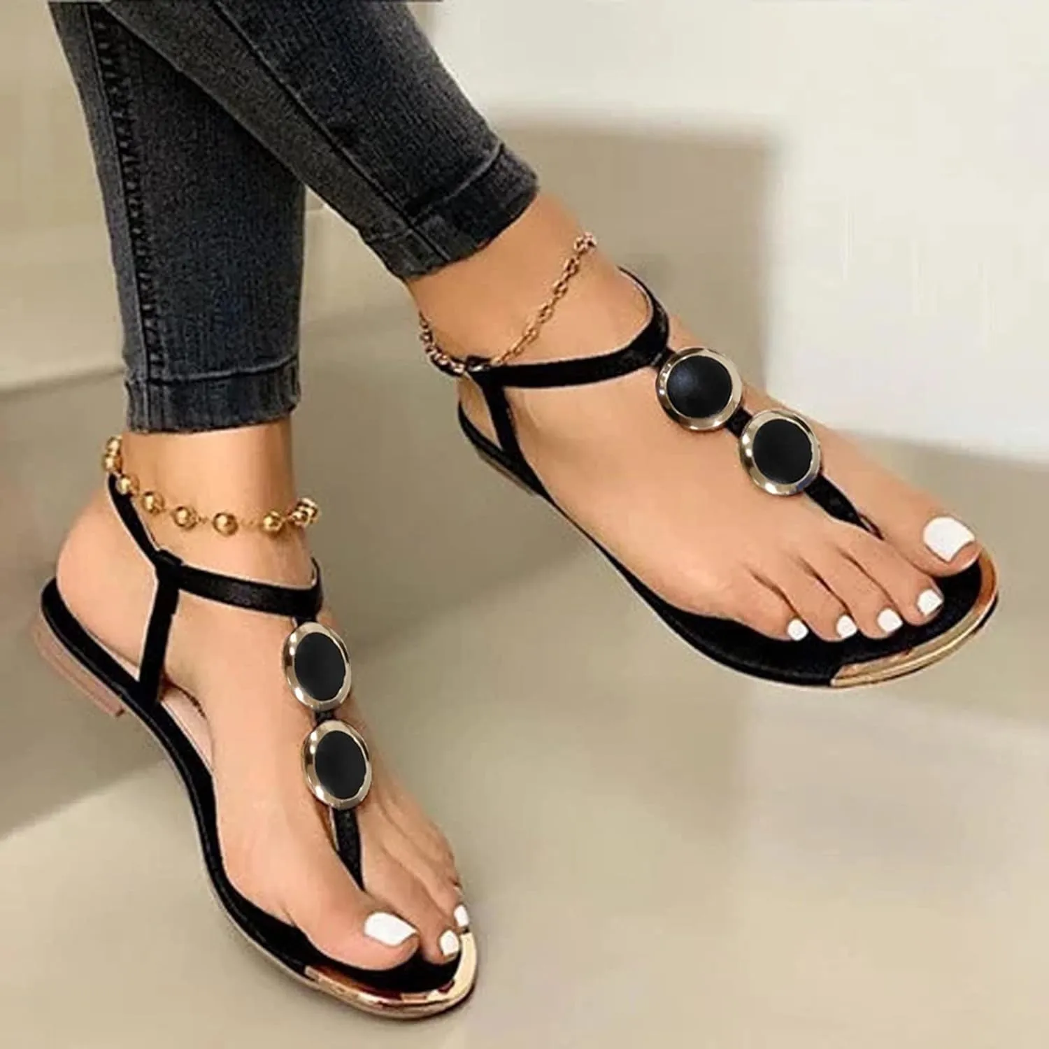 Sandalias para Mujer, Women's Casual Open Toe Buckle Strap Roman Sandal Summer Bohemian Shoes Roman Sandals