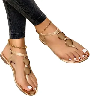 Sandalias para Mujer, Women's Casual Open Toe Buckle Strap Roman Sandal Summer Bohemian Shoes Roman Sandals