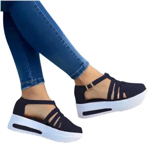 Sandals for Women Dressy, Summer Sandals for Women Strappy Platform Sandals Close Toe Wedge Shoes Comfy Sandals