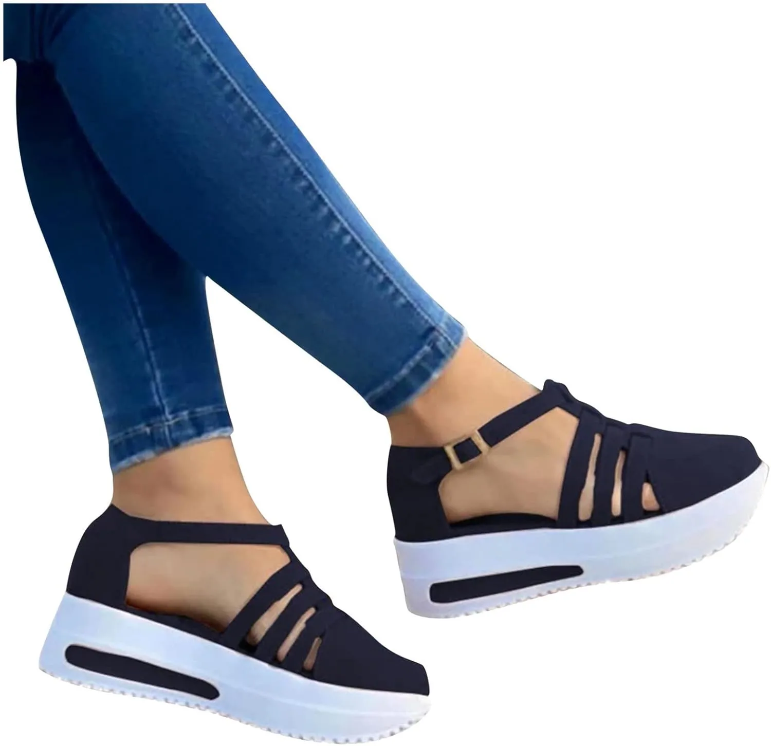 Sandals for Women Dressy, Summer Sandals for Women Strappy Platform Sandals Close Toe Wedge Shoes Comfy Sandals