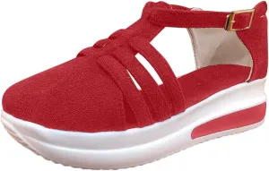 Sandals for Women Dressy, Summer Sandals for Women Strappy Platform Sandals Close Toe Wedge Shoes Comfy Sandals
