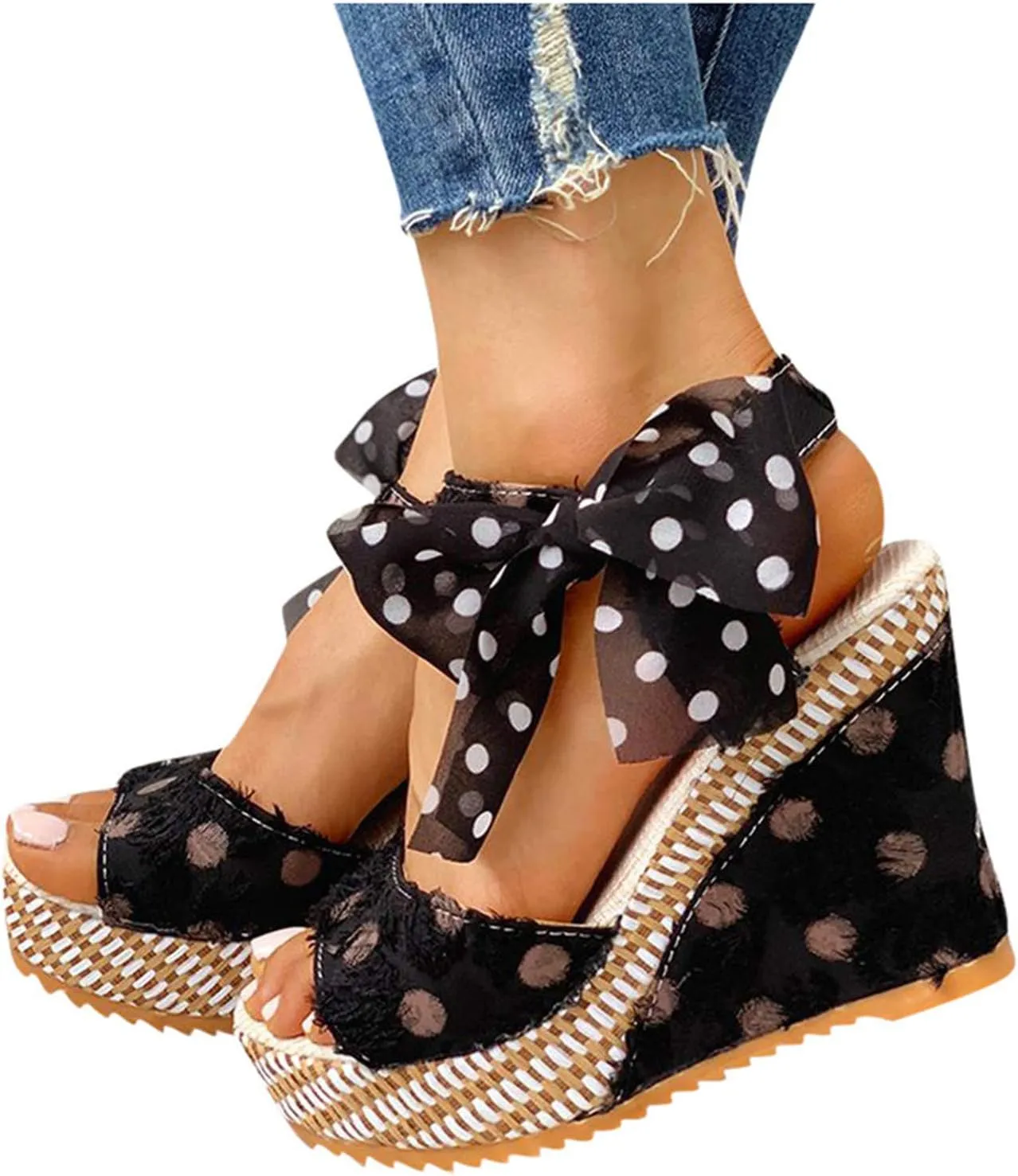 Sandals for Women Low Heel Wedge,Chunky Heel Sandal Open Toe Wedding Pumps with Buckle Ankle Strap Evening Party Shoes