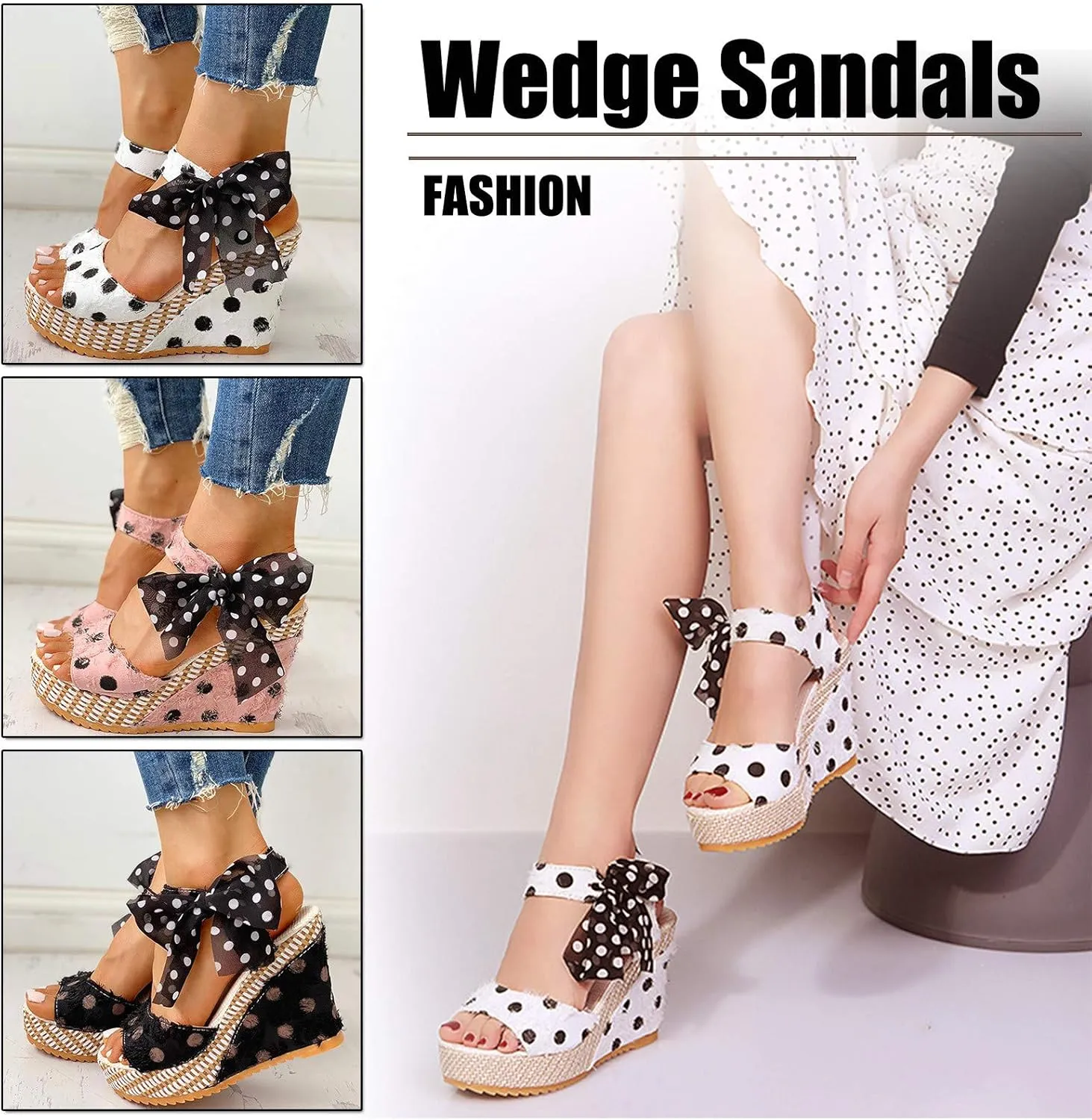 Sandals for Women Low Heel Wedge,Chunky Heel Sandal Open Toe Wedding Pumps with Buckle Ankle Strap Evening Party Shoes