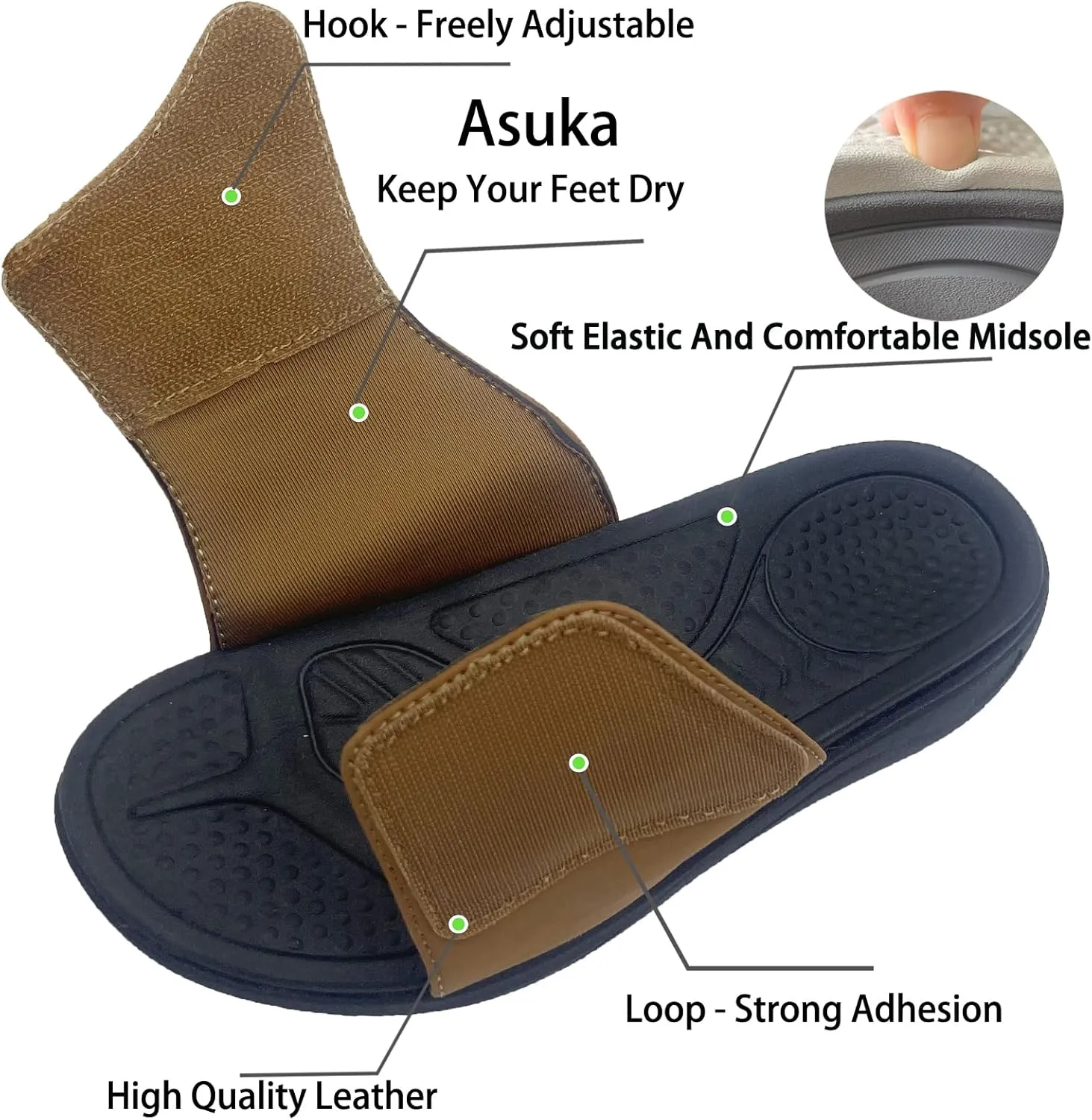 Sandals for Women with Adjustable Width Arch Support Orthotic for Swollen Feet | Foot Pain Relief