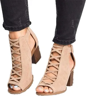 Sandals For Women,Womens Open Toe Ankle Strap Chunky Block High Heel Dress Party Sandals Dressy Summer Strappy Sandals