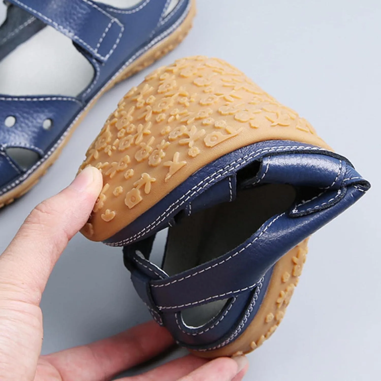 Sandals Women Dressy Summer Flat Round Toe Closed Toe Hook and Loop Clogs Comfy Soft Sole Non-Slip Outdoor Ladies Shoes