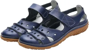 Sandals Women Dressy Summer Flat Round Toe Closed Toe Hook and Loop Clogs Comfy Soft Sole Non-Slip Outdoor Ladies Shoes