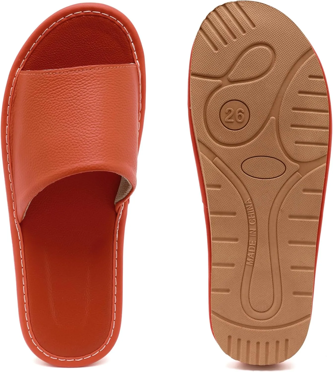 Sandals Women Men, Genuine Leather Slippers, House Slippers for Women Indoor Outdoor, Unisex Soft Flat Sandals