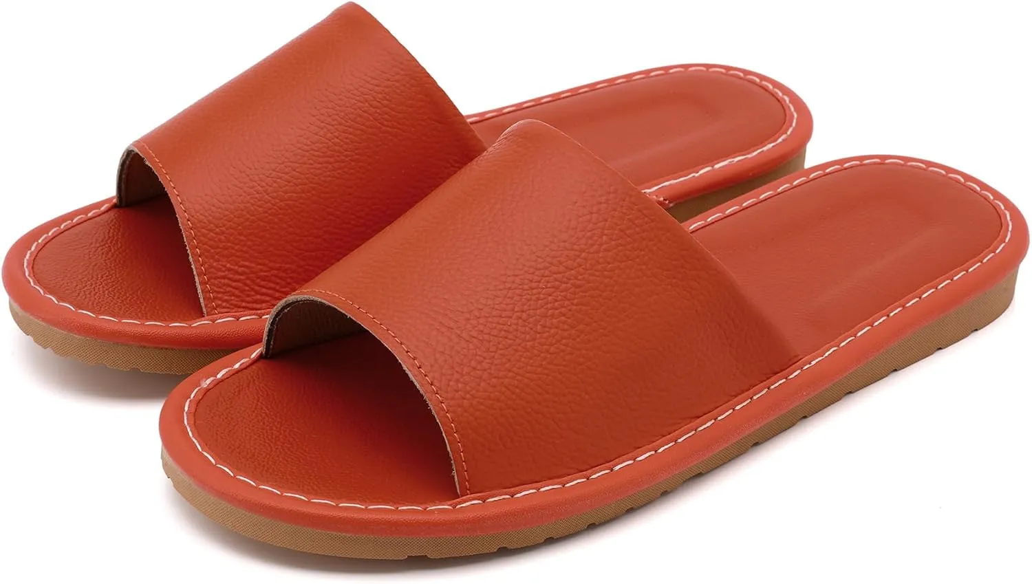 Sandals Women Men, Genuine Leather Slippers, House Slippers for Women Indoor Outdoor, Unisex Soft Flat Sandals