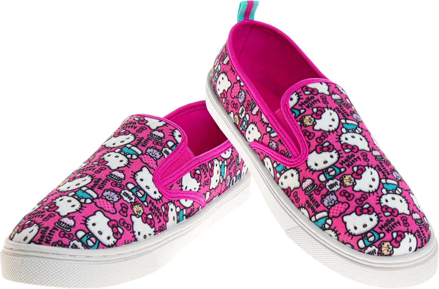 Sanrio Hello Kitty Low Top Sneakers - Casual Fashion Laceless Slip on Canvas Shoes (Size 11-4 Little Kid/Big Kid, Size 5-8 Adults)
