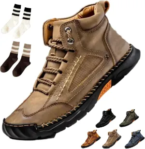 Sawbehind Mens Boots, Sawbehind Men's Comfortable Handmade Leather Boots, Waterproof, Non-slip, Arch Support