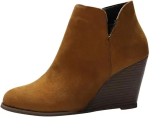 SBGMoSJ Wedge Boots for Women Ankle Booties Wide Width Ankle Booties Wedge Boot Shoes for Women Dress Ankle Booties Leather Brown Western Ankle Booties for Women Vintage Ankle Boots for Women